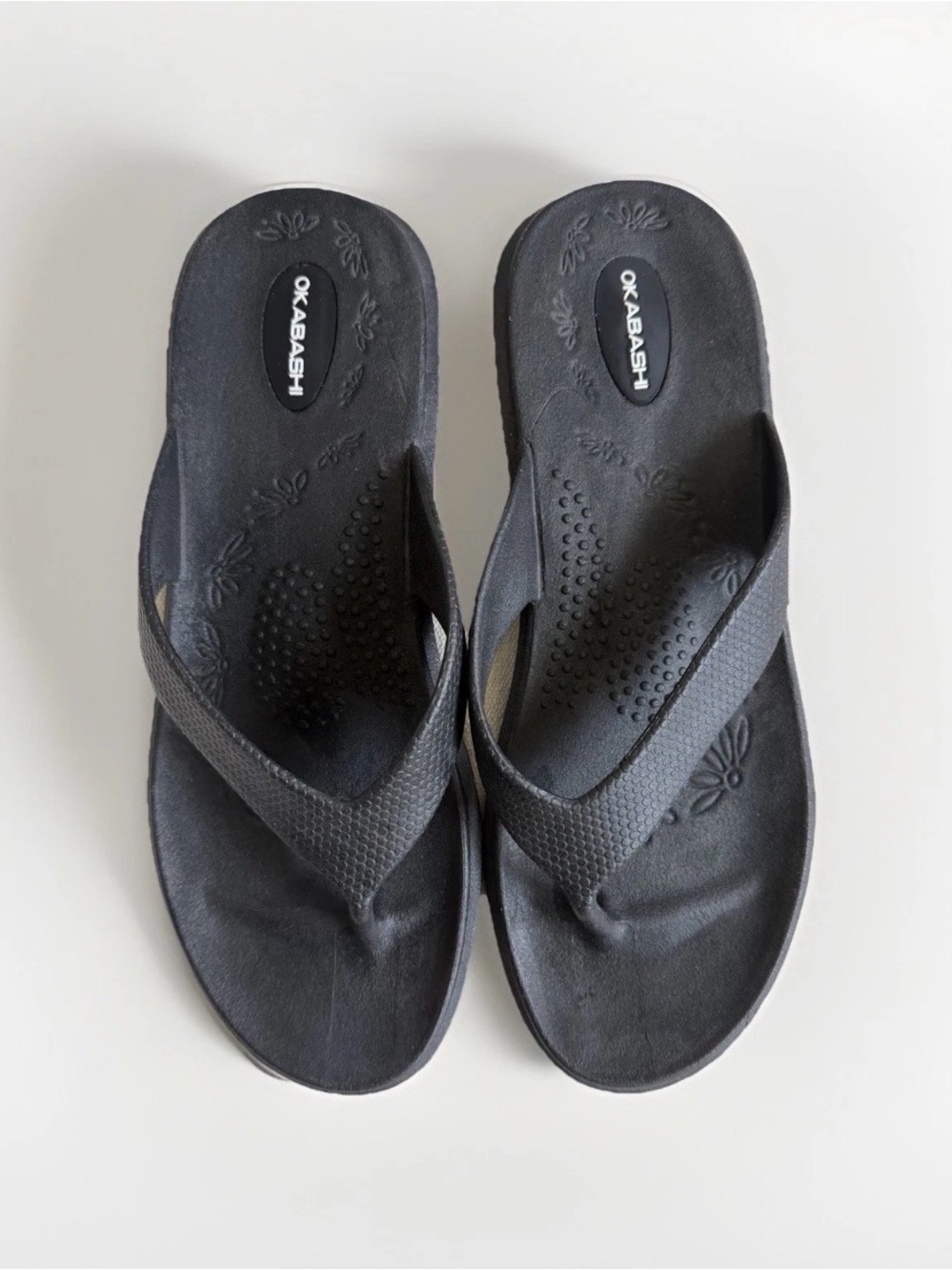 Okabashi Maui Black Women’s Flip Flops Size L Supportive Arch Made in USA